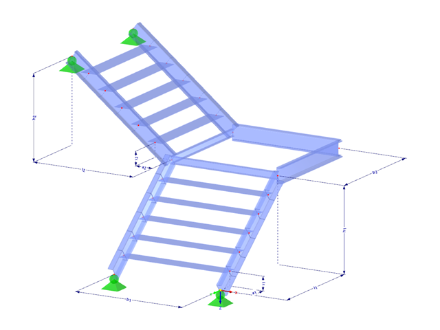 Model 003079 | STS003-b | Stairs | Two-Flight with Parameters