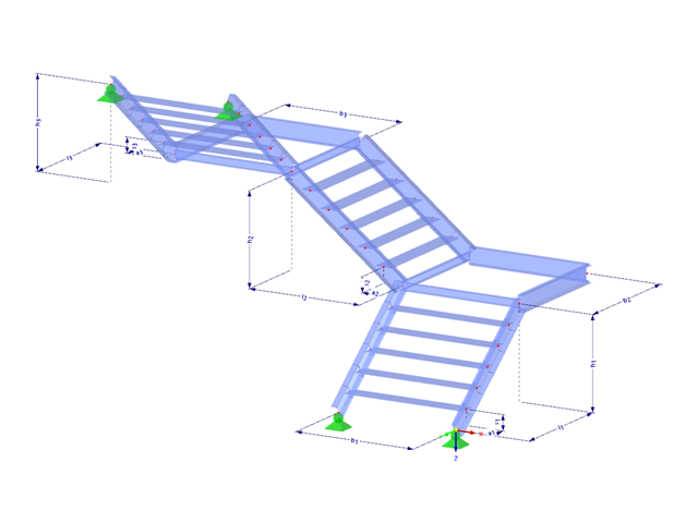 Model 003081 | STS005-b | Stairs | Three-Flight with Parameters