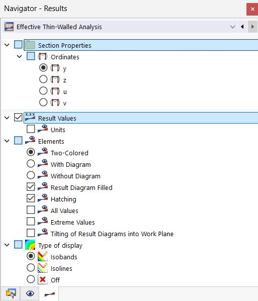 Navigator – Results – Display