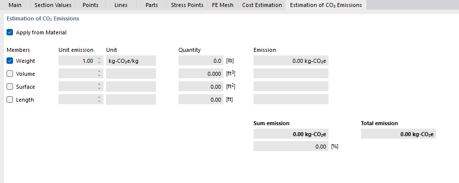 Specifying Unit Emission and Unit for Cross-Section