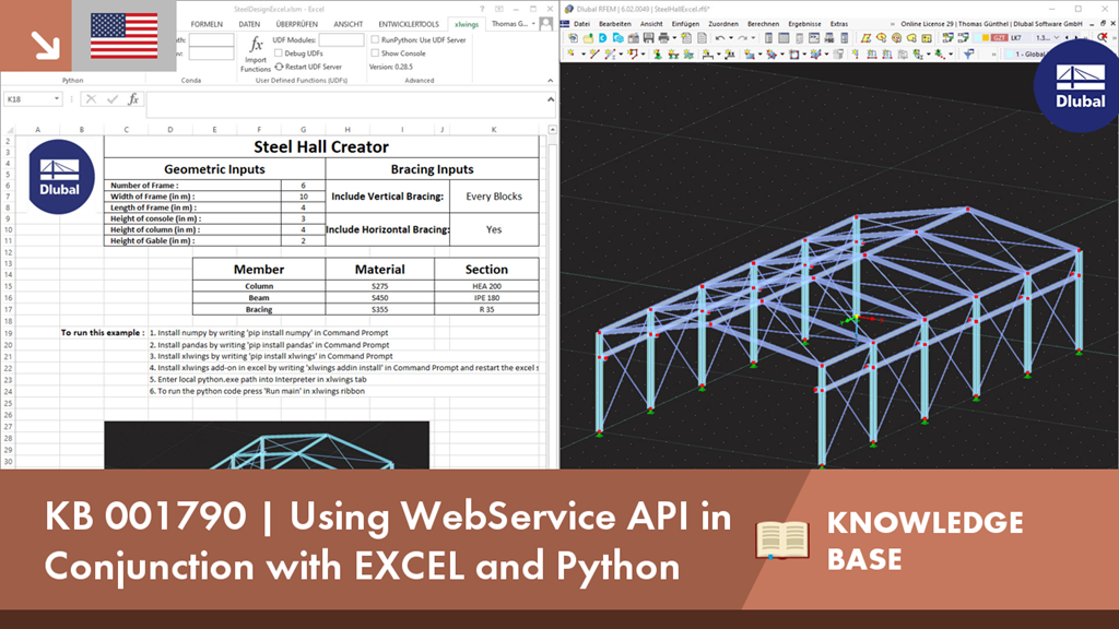 WebService API-Demonstration mit Excel und Python zur Automatisation strukturanalytischer Prozesse.