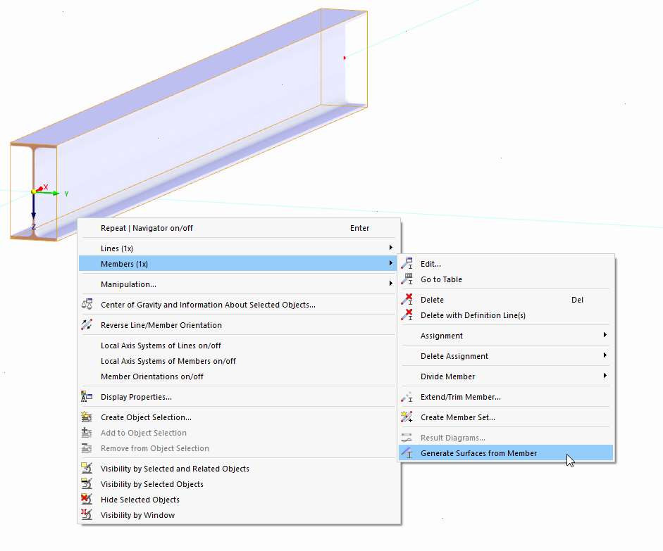 Generate Surfaces from Member