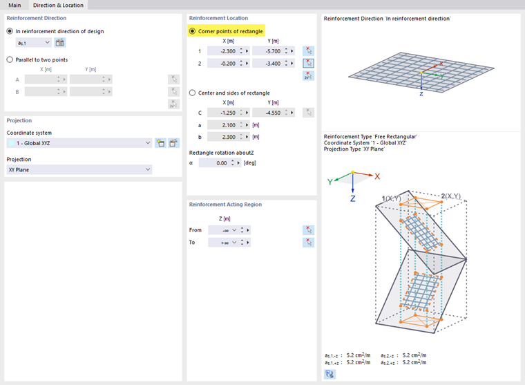 Defining Reinforcement Location for Free Rectangular Reinforcement
