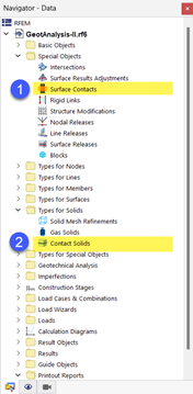 Contacts in Navigator in RFEM 6