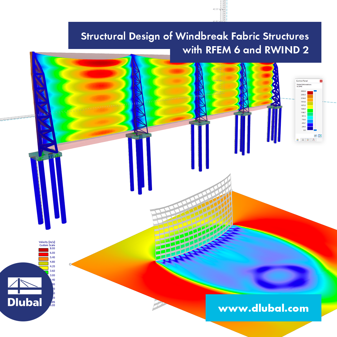 Structural Design of Windbreak Fabric Structures \n with RFEM 6 and RWIND 2