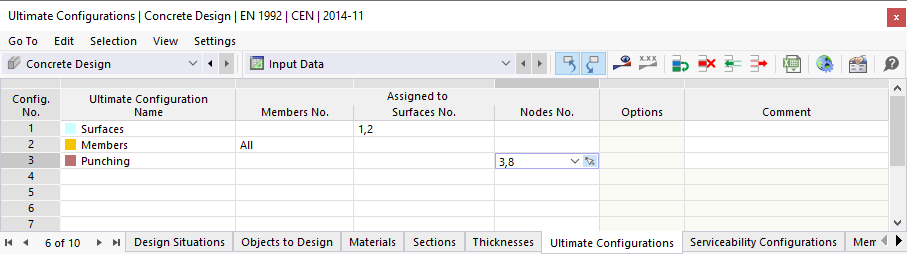 Assigning Objects to Design Configuration in Table