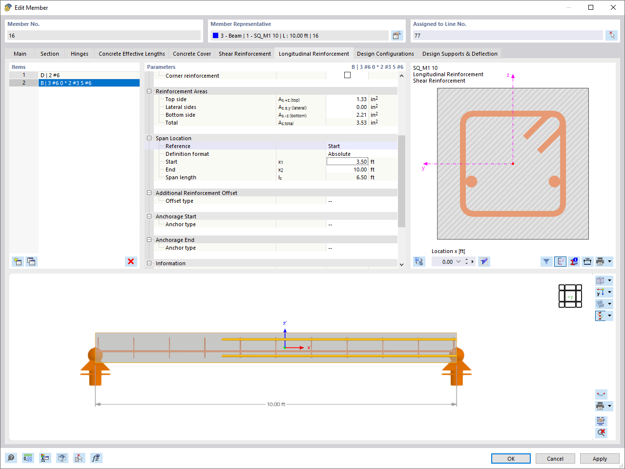 Defining Span Location with Reference to Member Start ("Absolute" Definition Format)