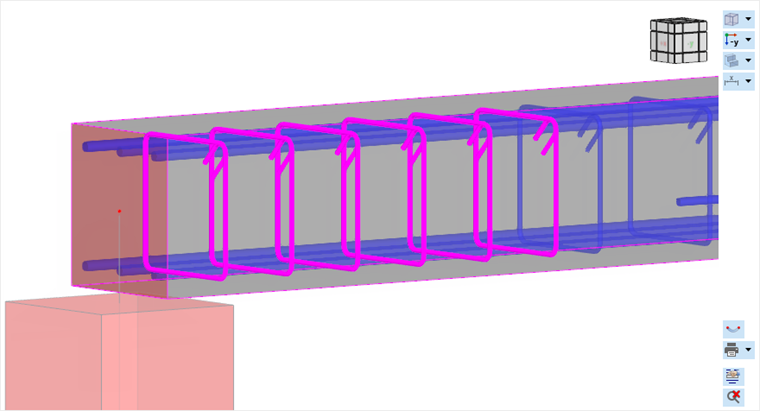 Displaying Reinforcement in Longitudinal Section Zoomed in 3D View