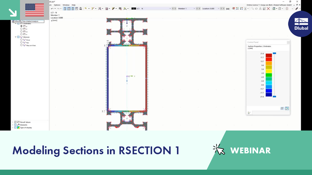 3D view of a section modeling process in RSECTION 1 webinar, showcasing structural cross-sectional analysis.