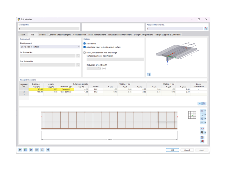KB 001821 | Defining Rib Widths of Downstand Beams Using Example of Two-Span Beam