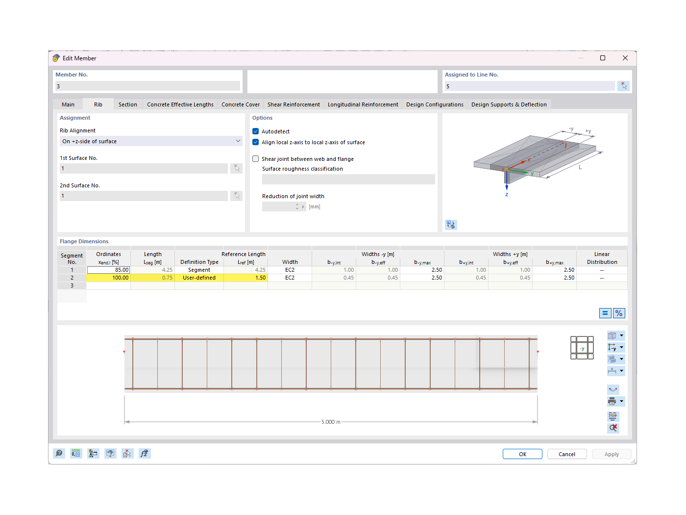 KB 001821 | Defining Rib Widths of Downstand Beams Using Example of Two-Span Beam
