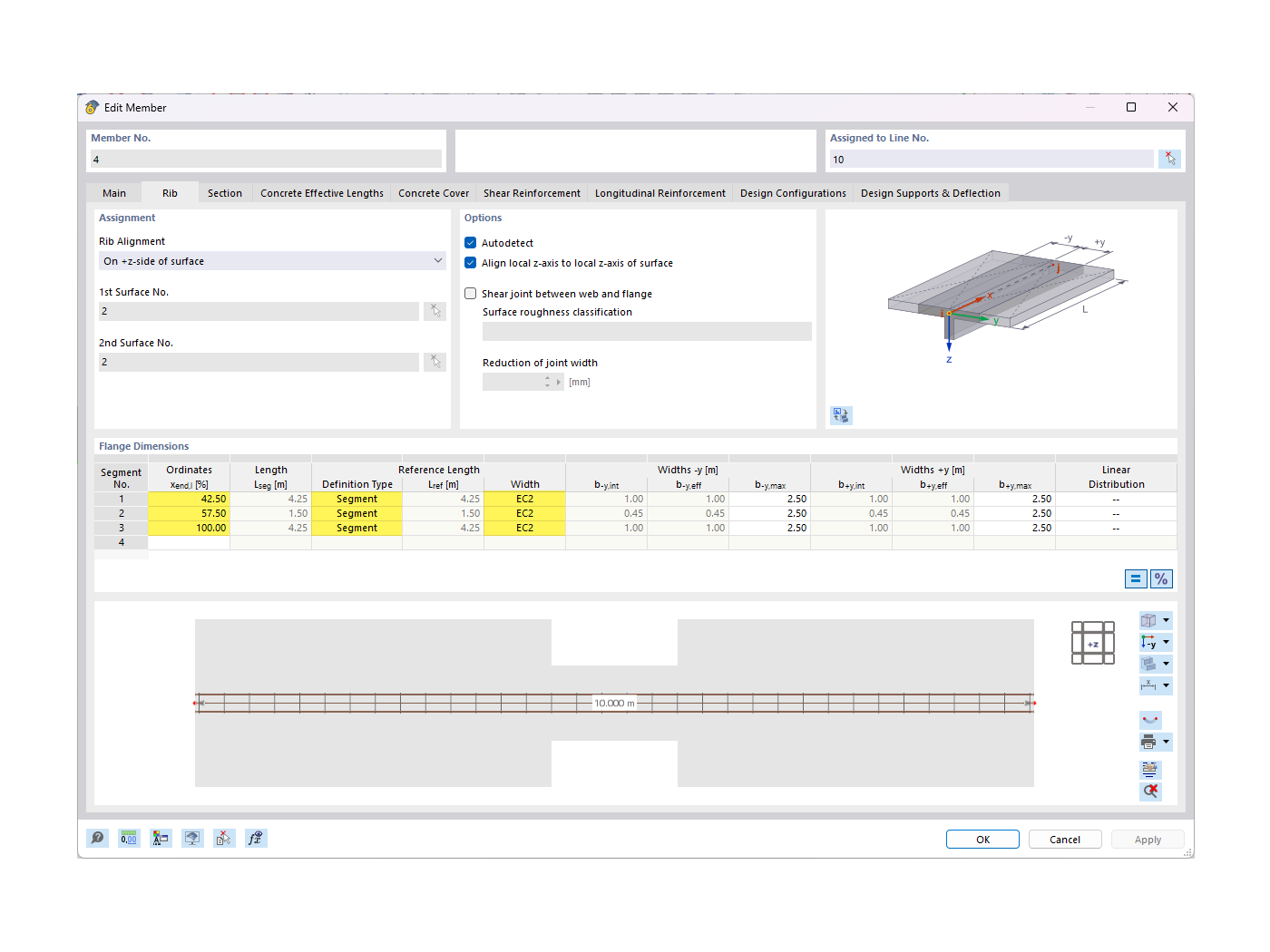 KB 001821 | Defining Rib Widths of Downstand Beams Using Example of Two-Span Beam