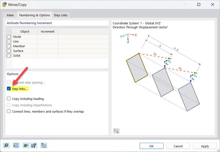 Detail view of the activation of the step linkage in the stair module for continuous analysis.