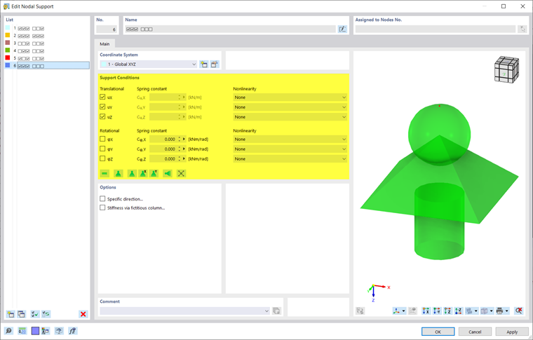 Nodal Support on Node 1
