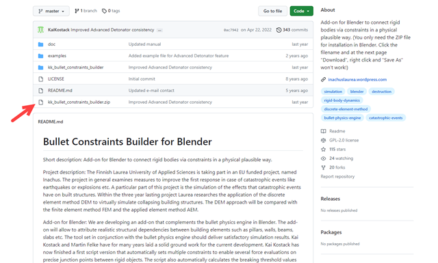Figure 3: Bullet Constraints Builder for Blender