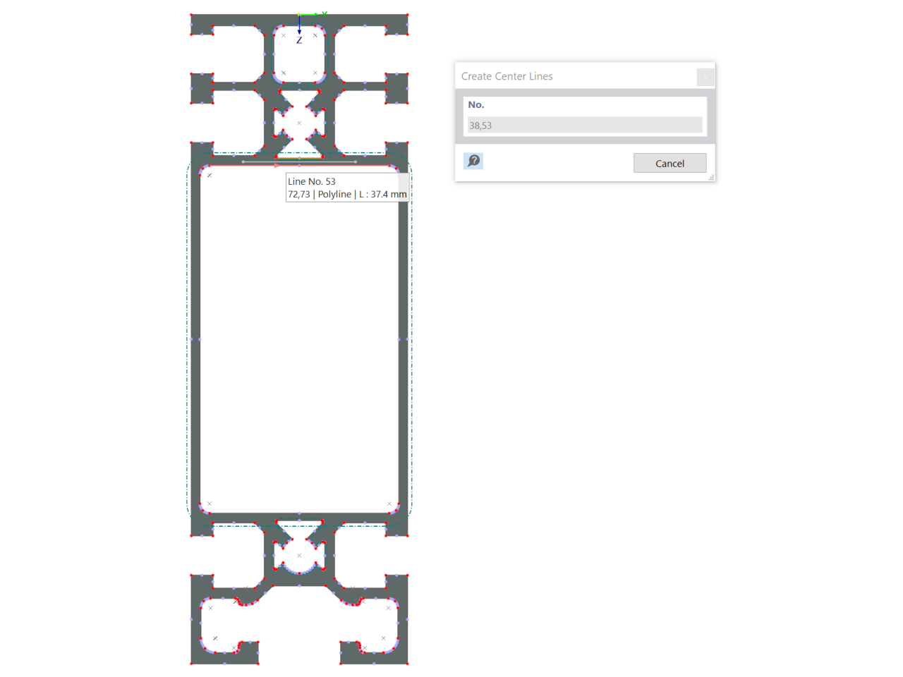 Creating Center Lines with 'Create Center Lines' Function