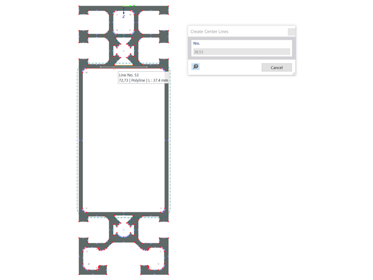 Creating Center Lines with 'Create Center Lines' Function