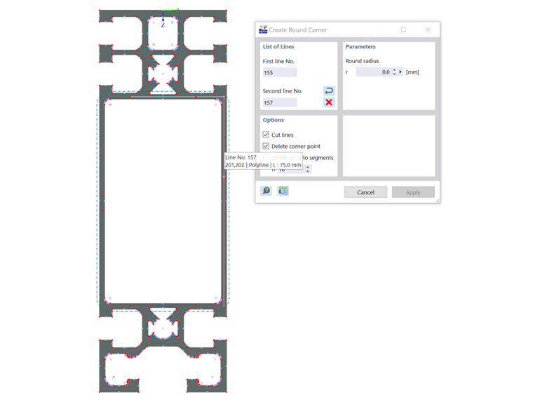 Connecting Center Lines with 'Create Round Corner' Function