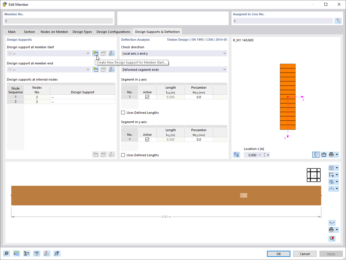 Defining New Design Support at Member Start