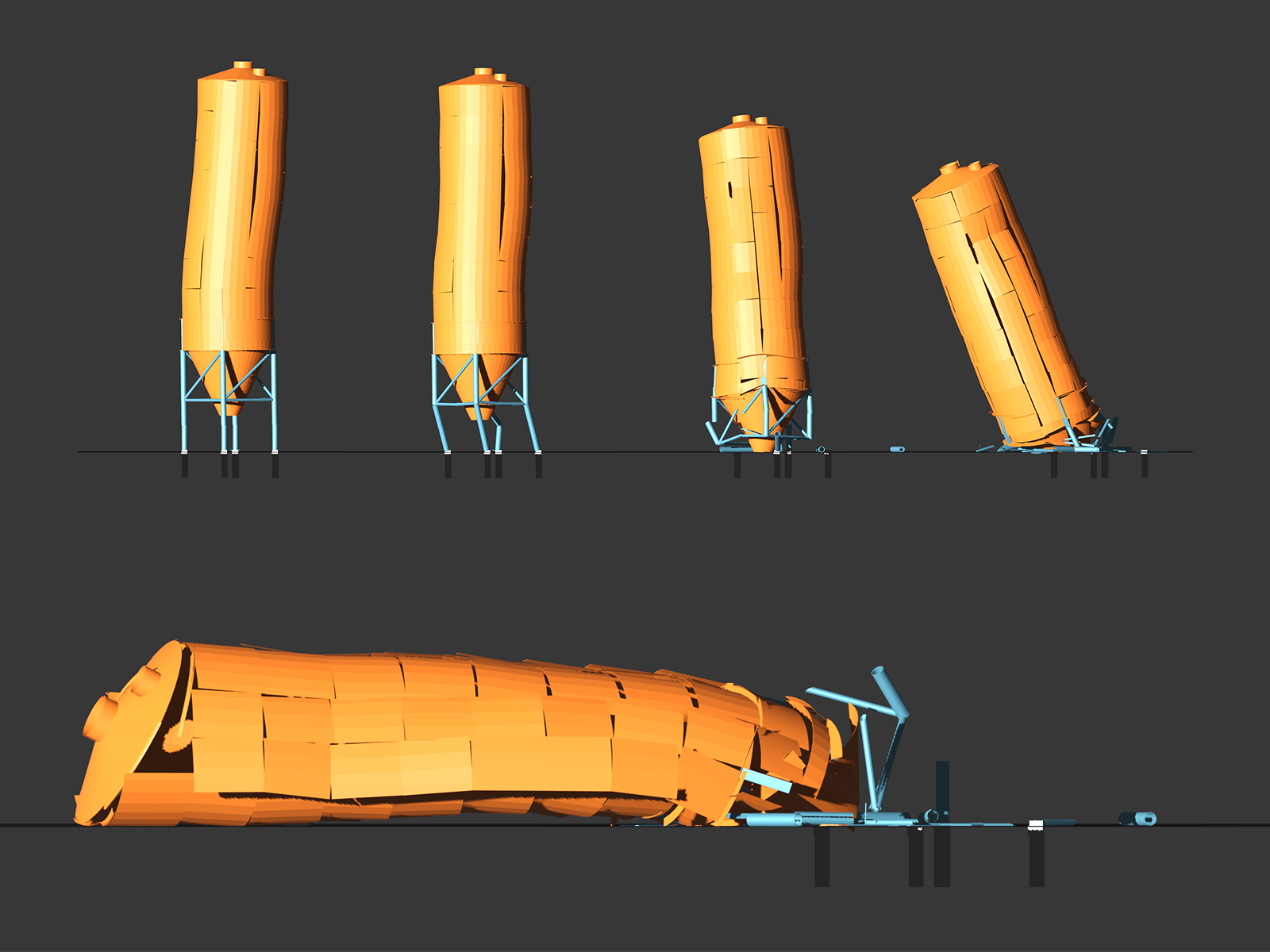 Stages of Collapse Caused by Earthquake | Rendering in Blender 3.5.