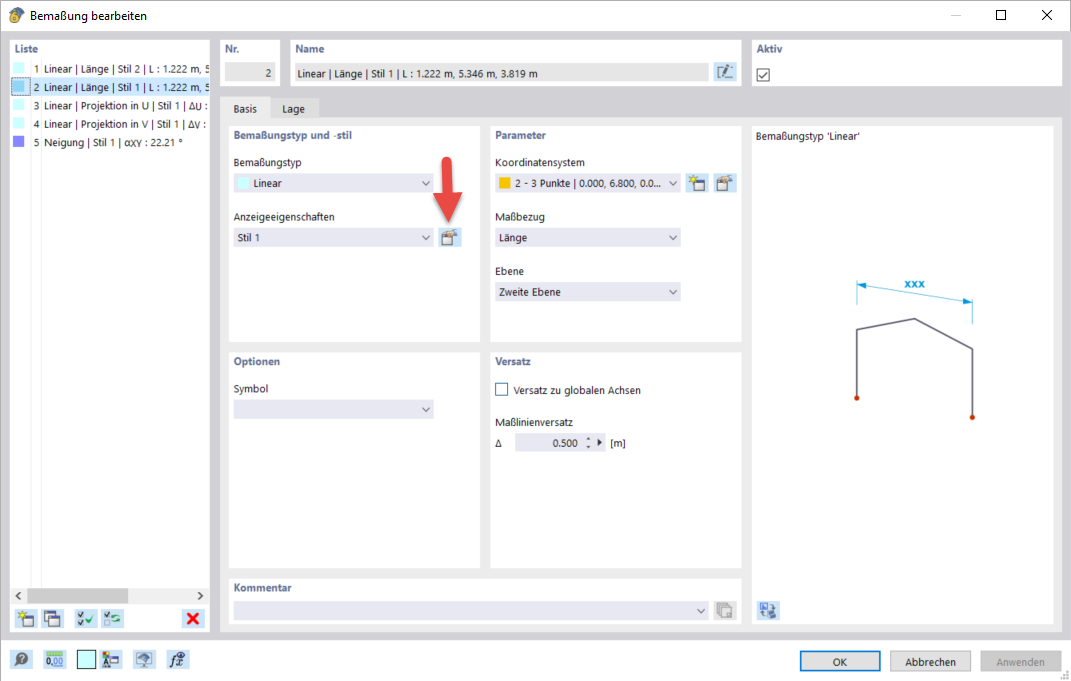 Opening Display Settings of Dimension
