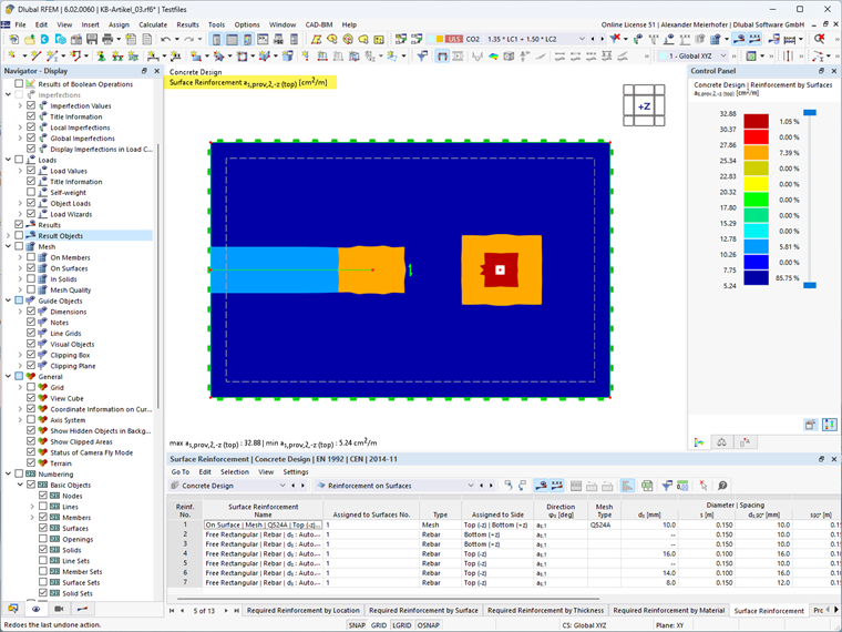 KB 001842 | Graphical Result Output for Existing Surface Reinforcement