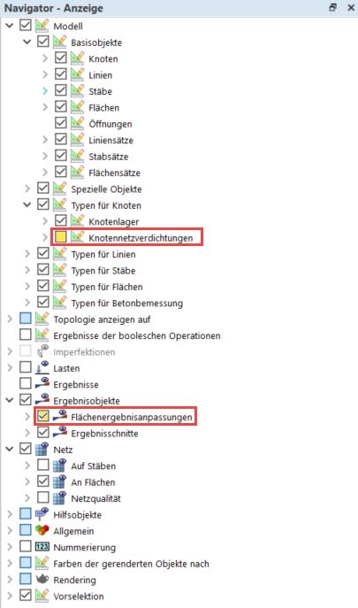 Display Options in Navigator