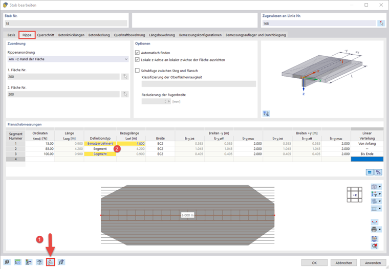 Flange Dimensions of Second Rib