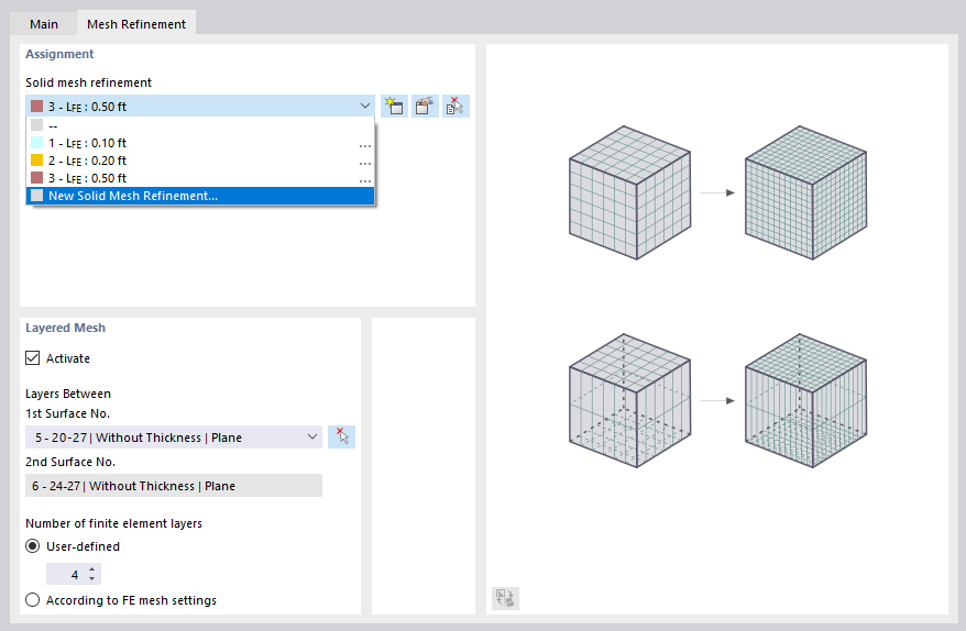 Mesh Refinement Options for Solid
