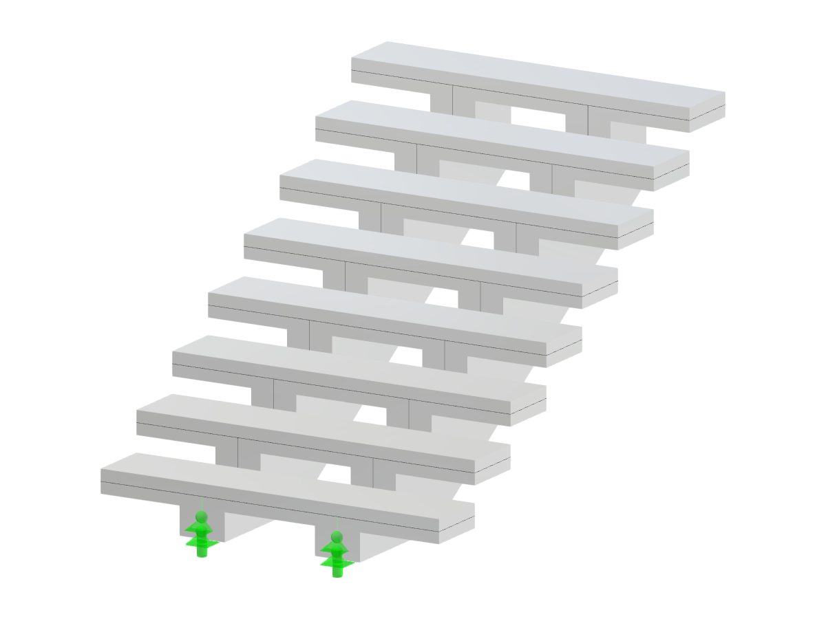 Concrete single-flight staircase featuring a twin spine beam support for stability and load distribution.