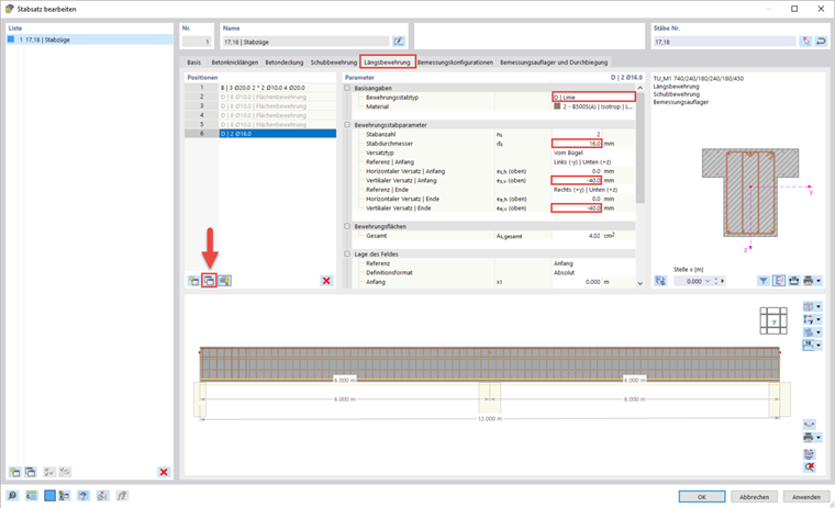Additional Longitudinal Reinforcement in Member Set