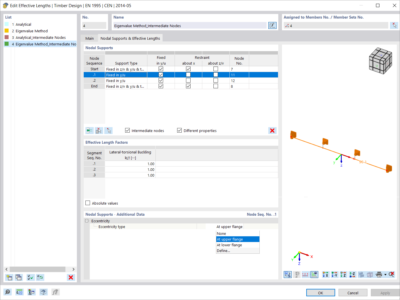 Intermediate Nodal Supports with Eccentricity