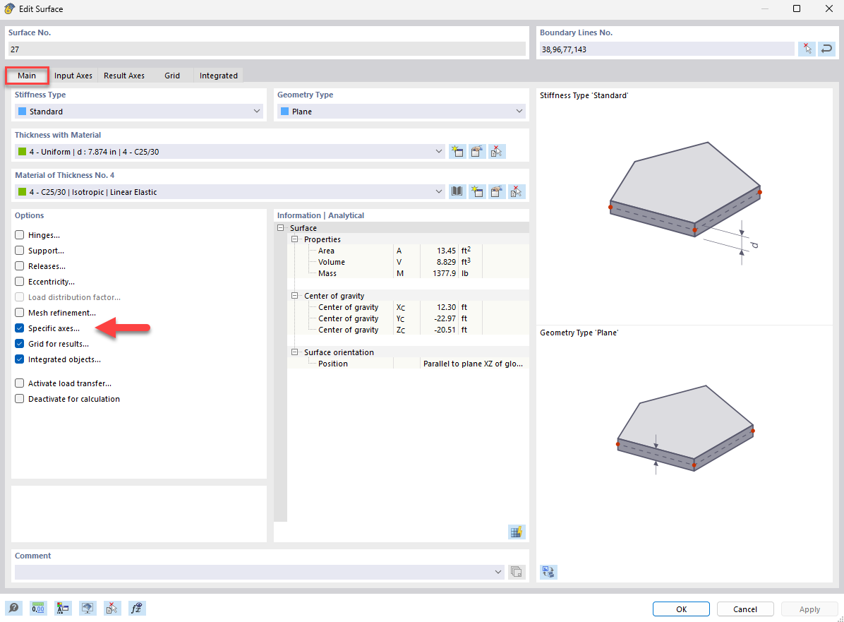 Surface modeling in construction with specific modeling tools and options for detailed design.