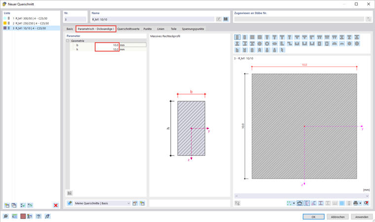 A screen shows creating a cross-section in engineering software with a specific input window.