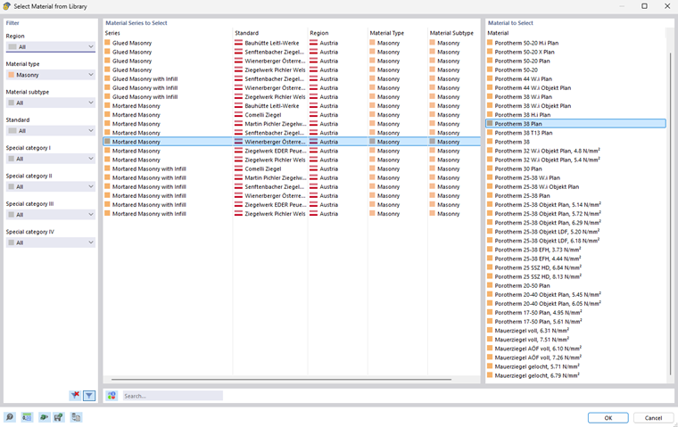 Selecting Material for Exterior Walls in Material Library