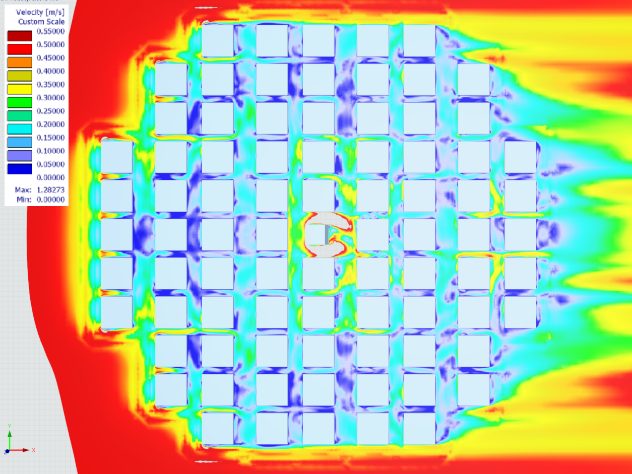 Flow Velocity over All Buildings - AIJ Case D