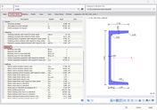 Calculation of the buckling curve of a cross-section with technical details and formula view