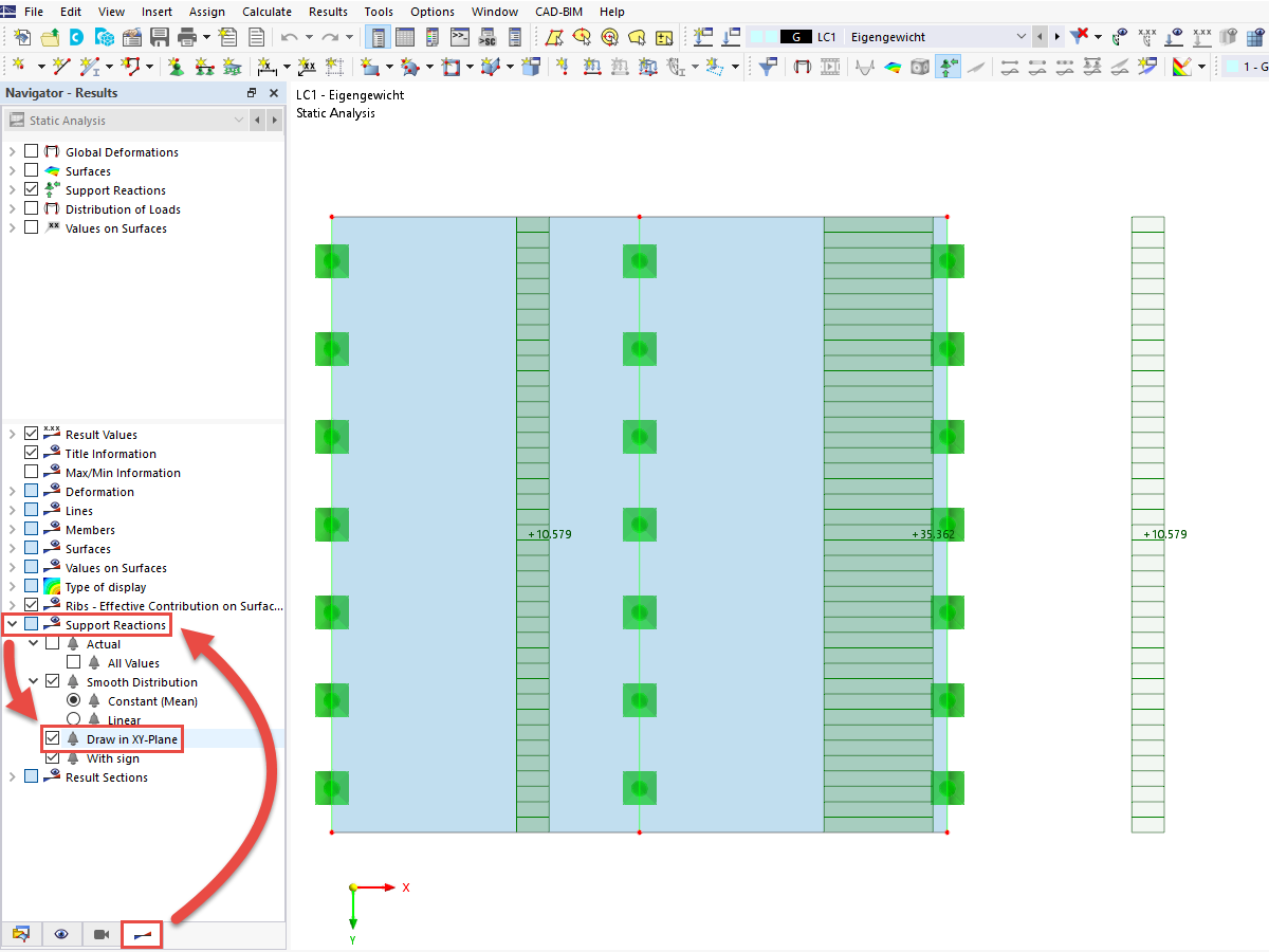 FAQ 005385 | For the result documentation, I would like to display the vertical line support results clearly in the top view. What settings...