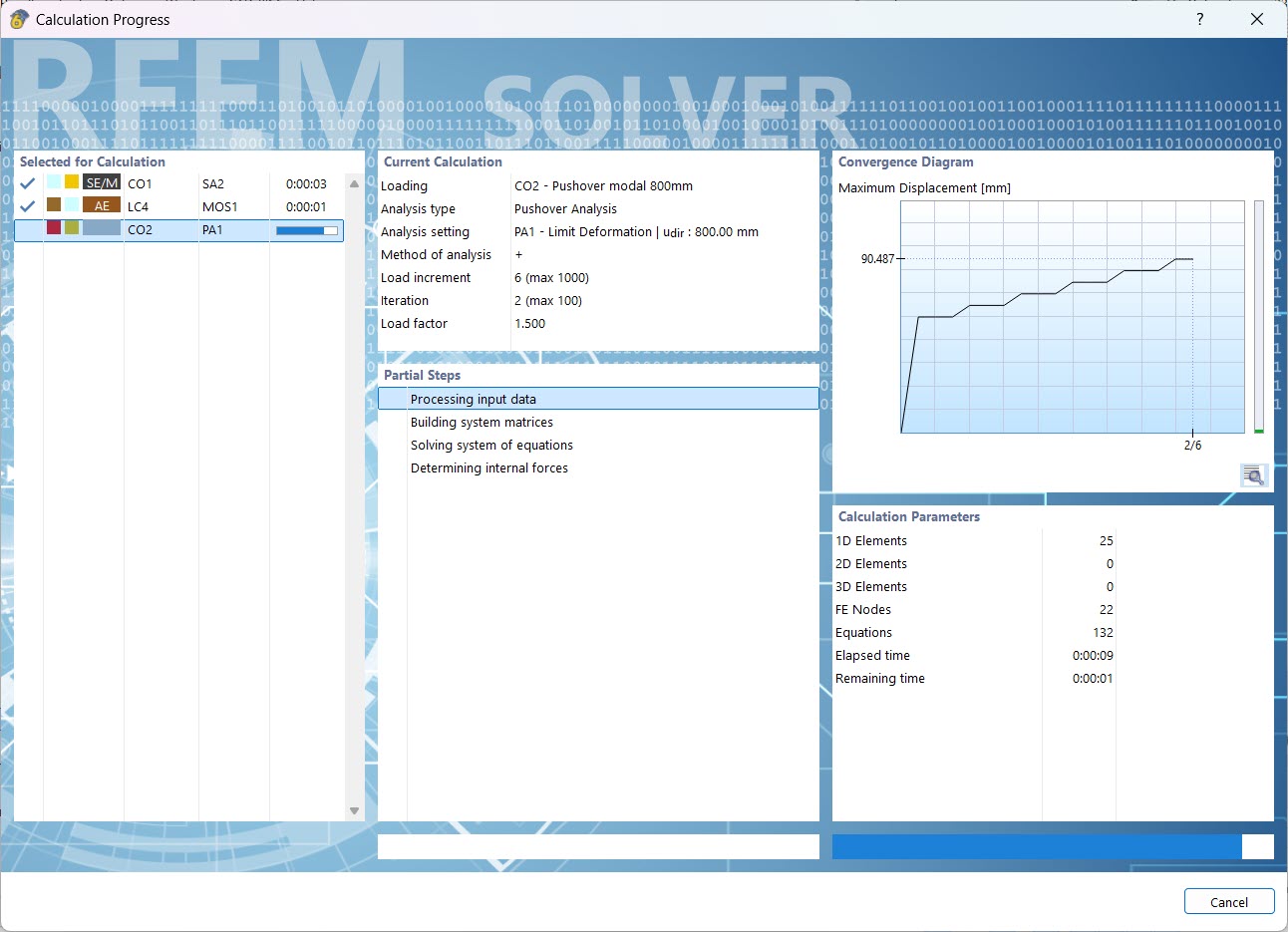 Calculation Progress of Pushover Analysis