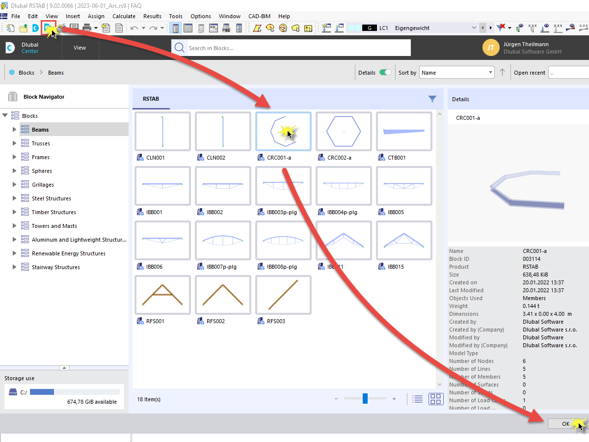 FAQ 005386 | How can I enter a curved beam in RSTAB 9?