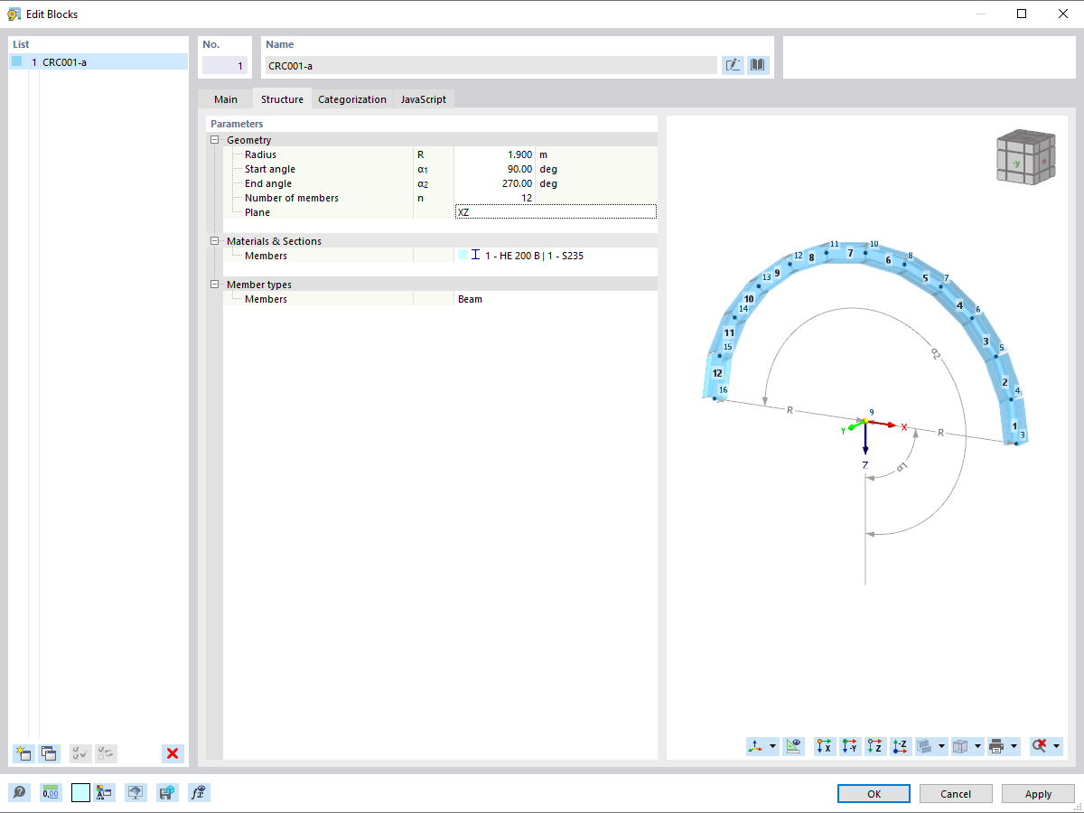 FAQ 005386 | How can I enter a curved beam in RSTAB 9?