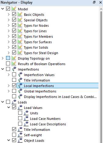 Display of local imperfections in a structural model application that clarifies local details.