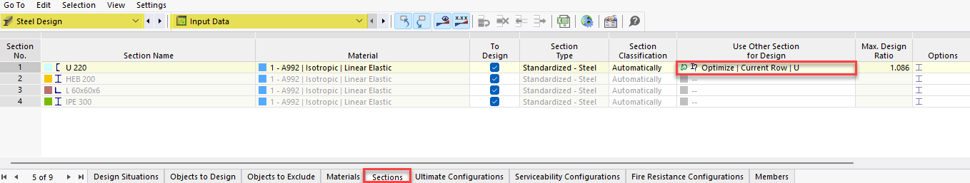 Visualization of the key points for optimizing structural cross-sections in structural design.
