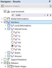 Selecting Member Internal Forces in Navigator