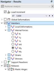 Selecting Member Internal Forces in Navigator