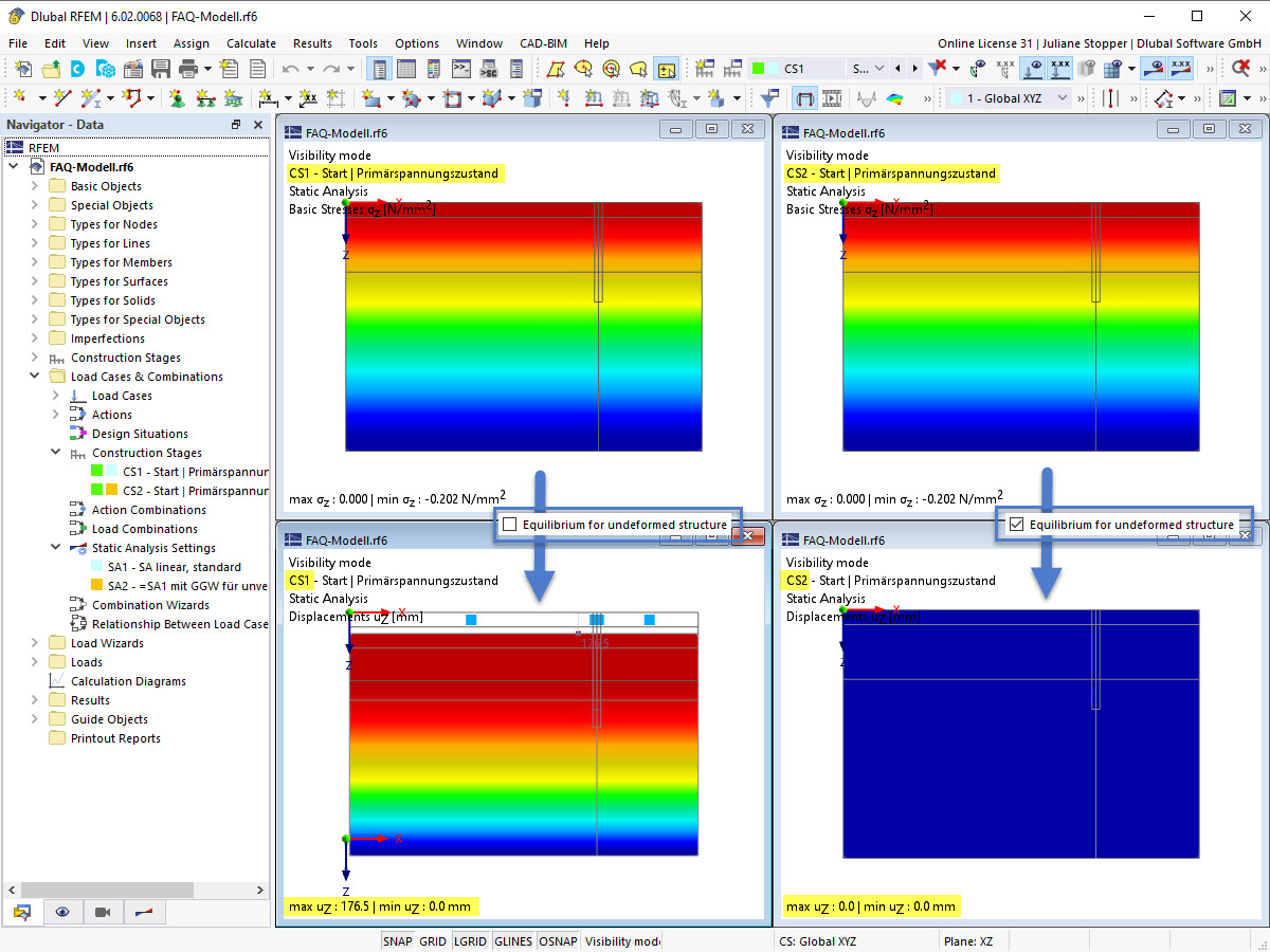FAQ 005389 | How can I set the deformations from an LC/CO or a construction stage to 0?