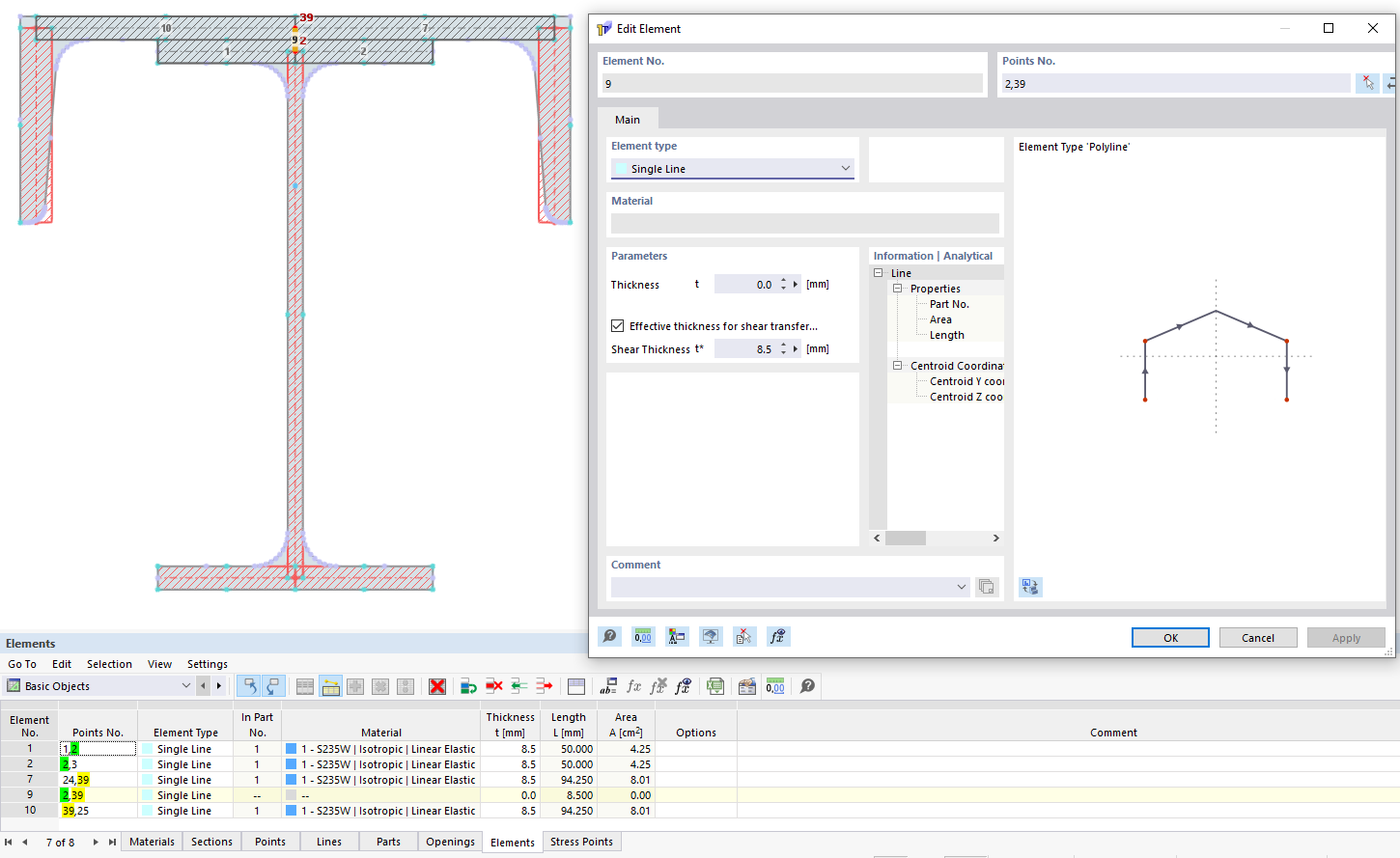 FAQ 005391 | When are elements mutually connected in RSECTION 1, and how can I connect them with each other?