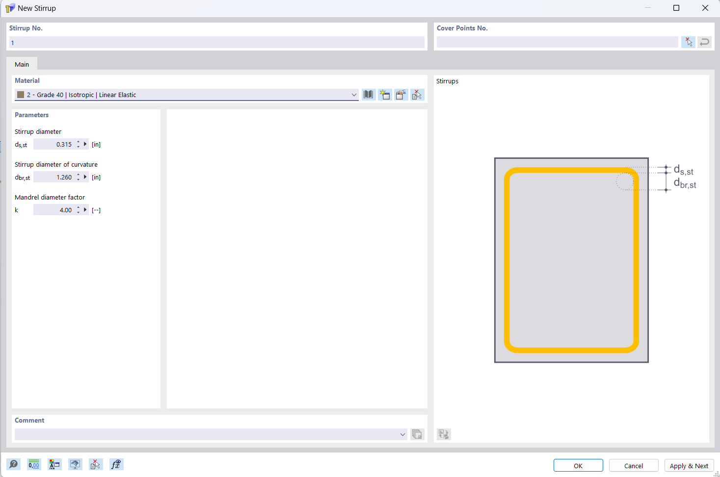 Dialog Box "New Stirrup"