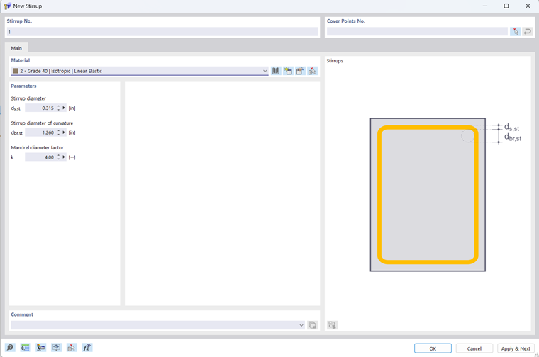 Dialog Box "New Stirrup"