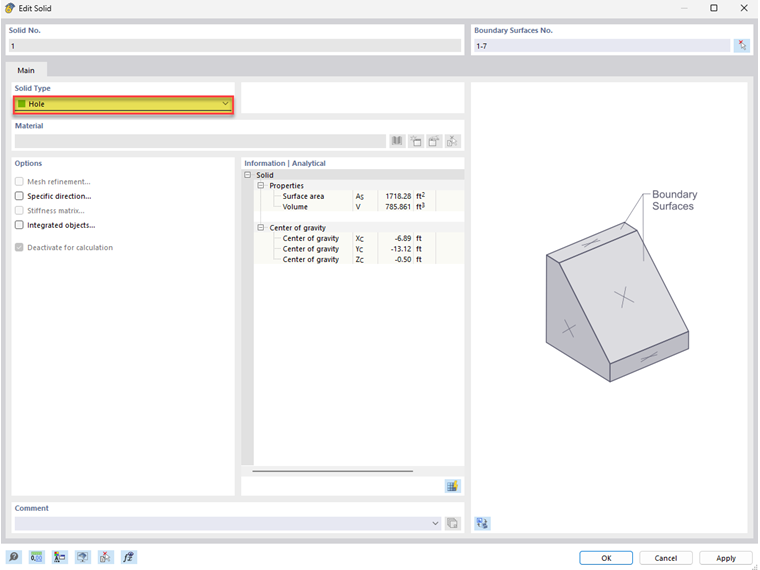 Schematic display of a solid with a hole as a basic example of geometric modeling.